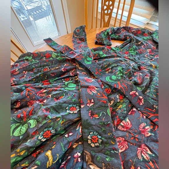 NWT Samantha Sung Aster Midi Shirt Dress Deer Stalker Indigo Print Wool Size 10 - Picture 12 of 14